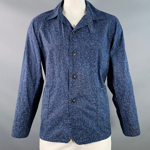 POST O'ALLS Size XL Navy Grey Marbled Cotton Shirt Jacket - Picture 1 of 9